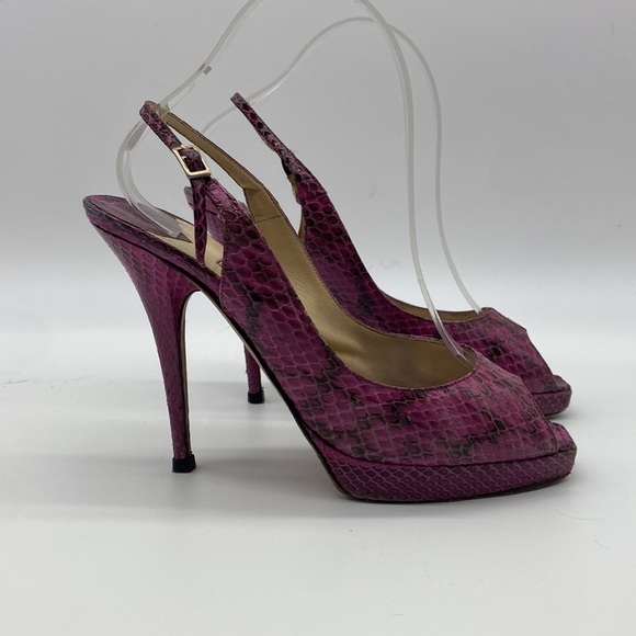 JIMMY CHOO PINK SNAKESKIN SHOES SZ 38.5 - Picture 1 of 4